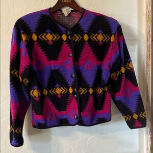 Vintage Colorful Geometric Pattern Sweater Small